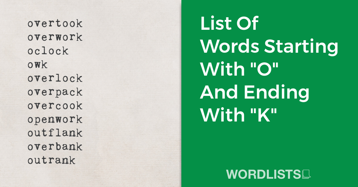 List Of Words Starting With "O" And Ending With "K" thumbnail