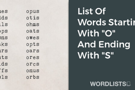 List Of Words Starting With "O" And Ending With "S" thumbnail