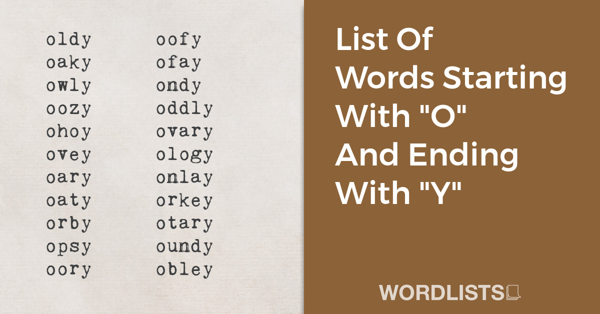 List Of Words Starting With "O" And Ending With "Y" thumbnail