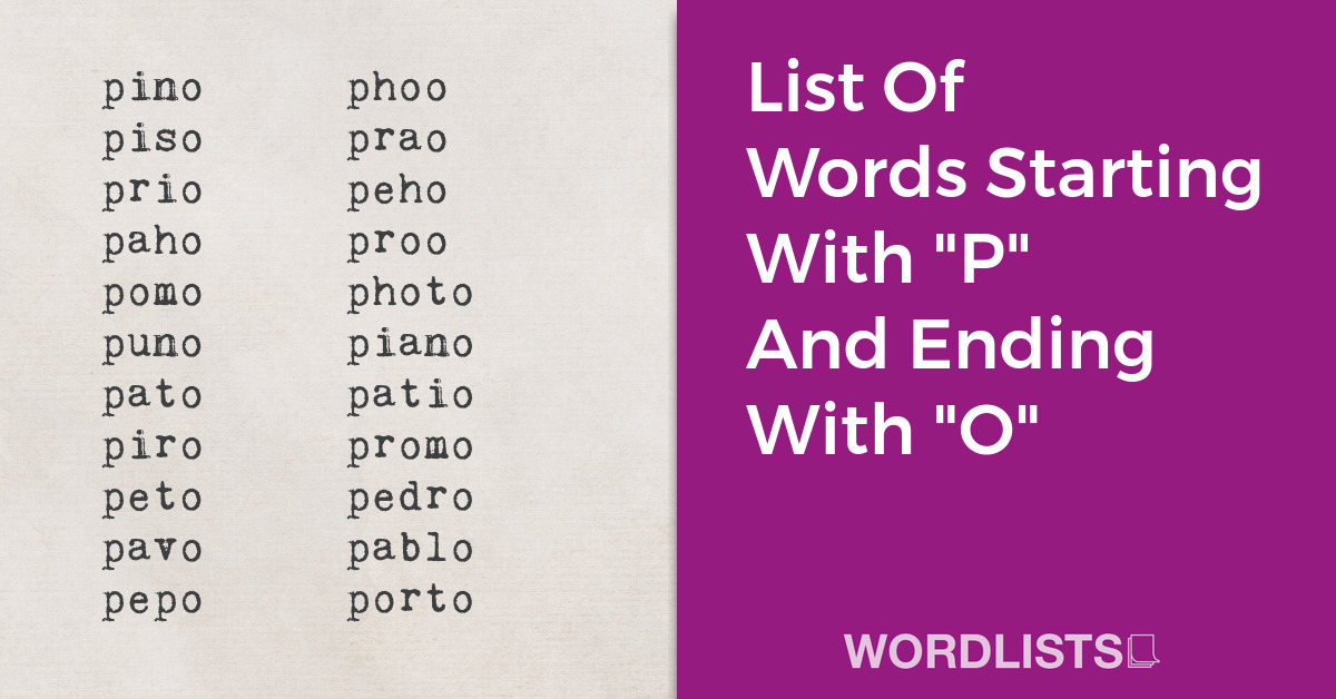 List Of Words Starting With "P" And Ending With "O" thumbnail