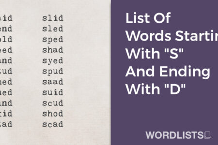 List Of Words Starting With "S" And Ending With "D" thumbnail