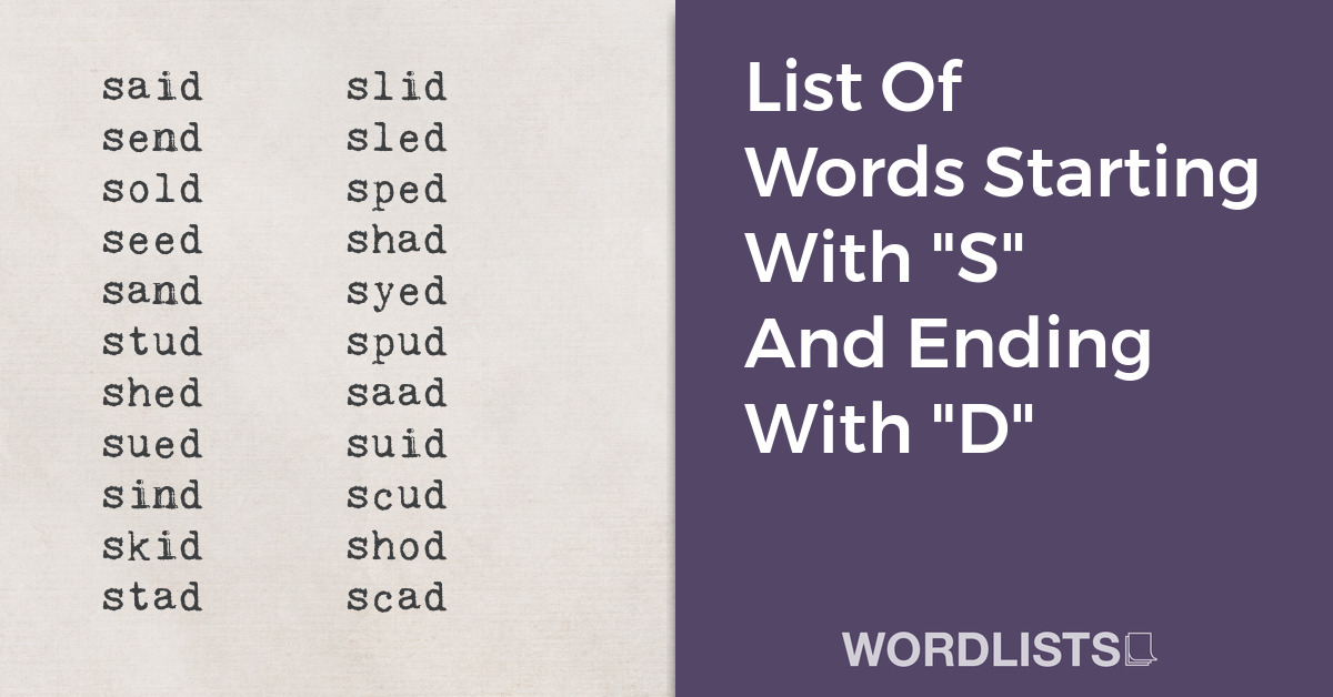 List Of Words Starting With "S" And Ending With "D" thumbnail