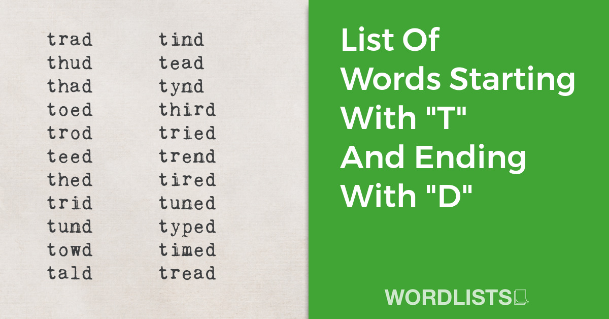 List Of Words Starting With 