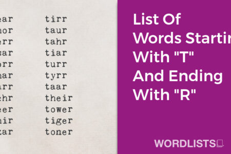 List Of Words Starting With "T" And Ending With "R" thumbnail