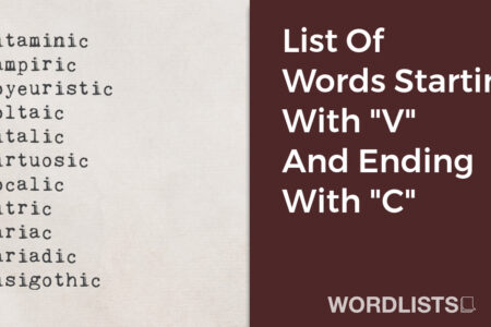 List Of Words Starting With "V" And Ending With "C" thumbnail