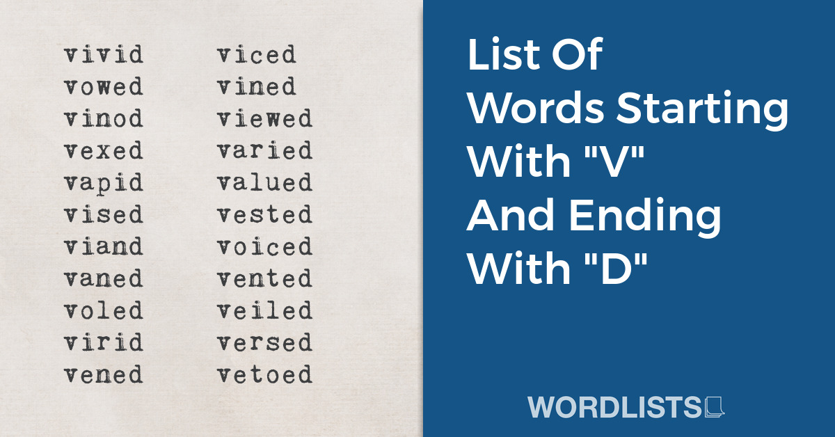 List Of Words Starting With "V" And Ending With "D" thumbnail