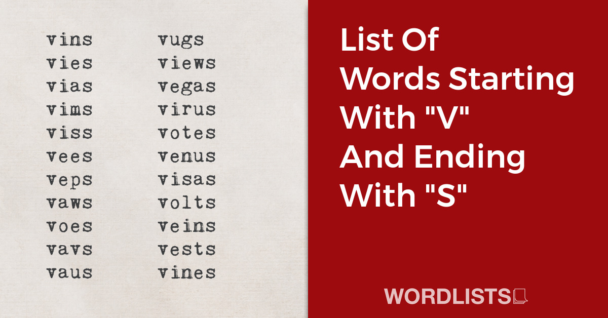 List Of Words Starting With "V" And Ending With "S" thumbnail