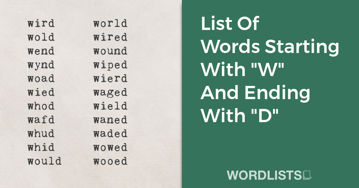 List Of Words Starting With "W" And Ending With "D" thumbnail