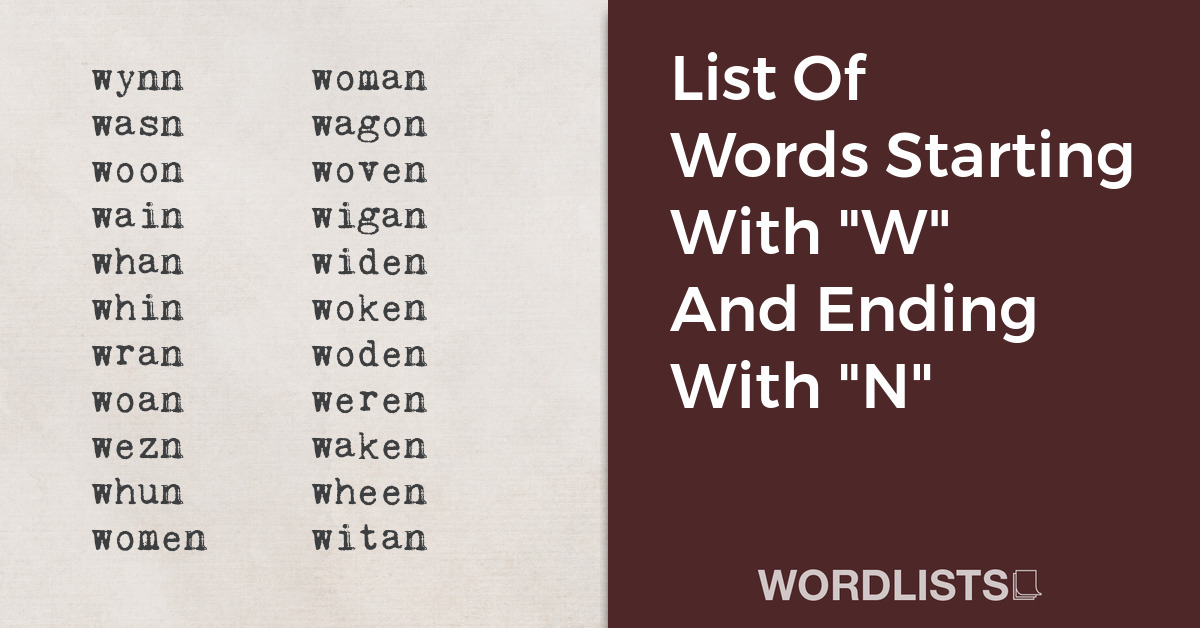 List Of Words Starting With "W" And Ending With "N" thumbnail