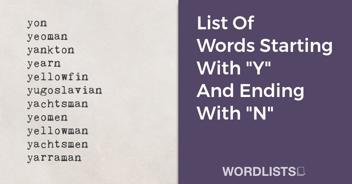 List Of Words Starting With "Y" And Ending With "N" thumbnail