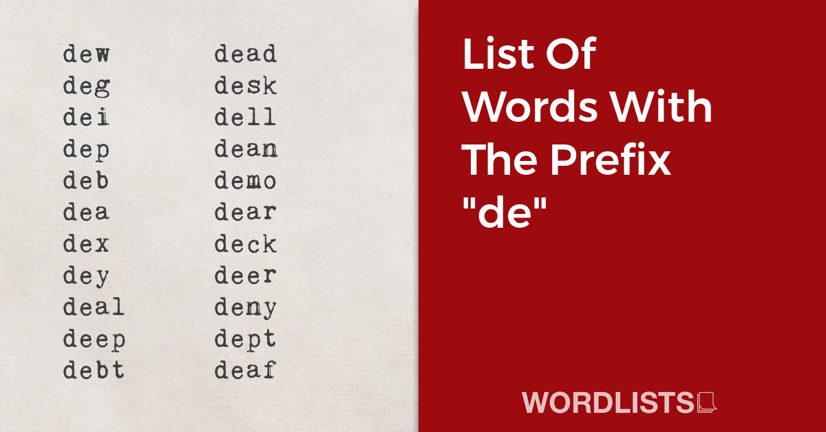 List Of Words With The Prefix "de" thumbnail