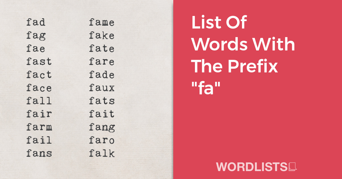 List Of Words With The Prefix "fa" thumbnail