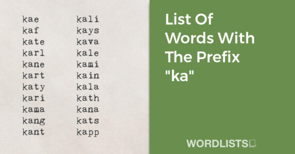 List Of Words With The Prefix "ka" thumbnail