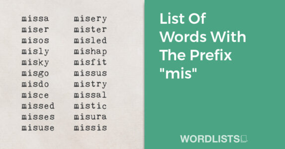 List Of Words With The Prefix "mis" thumbnail