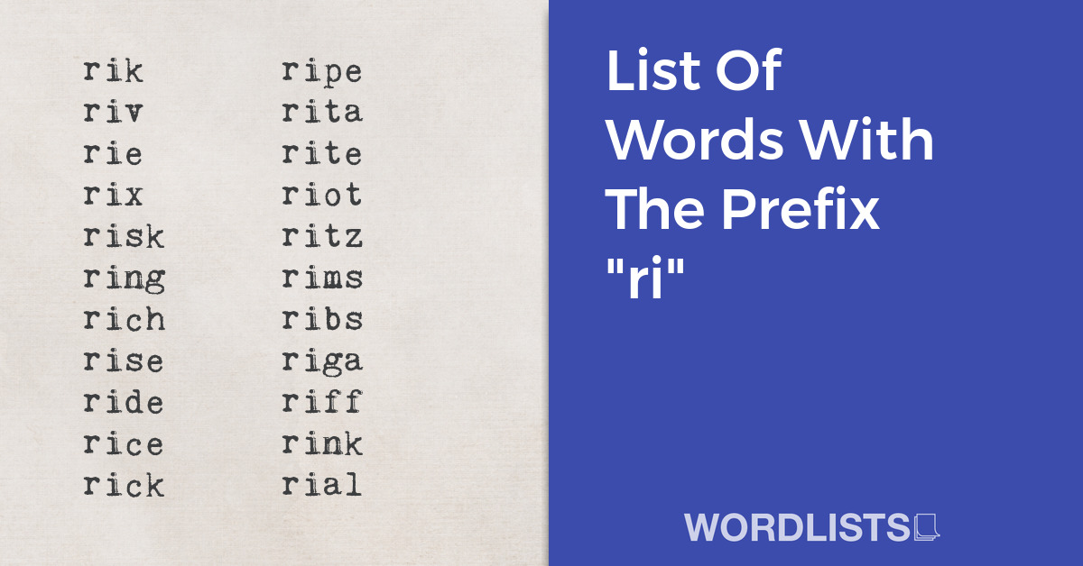 List Of Words With The Prefix 