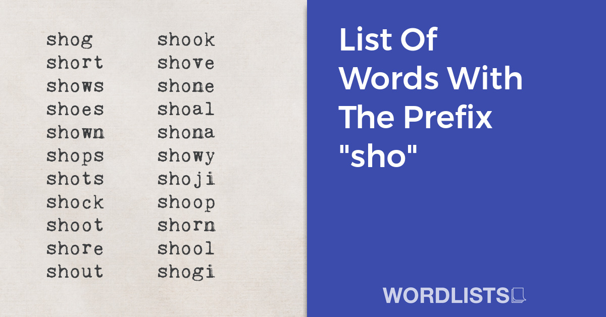 List Of Words With The Prefix "sho" thumbnail