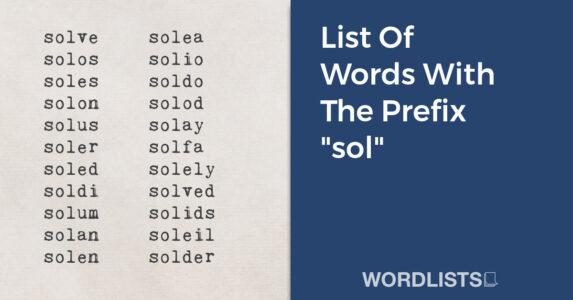 List Of Words With The Prefix "sol" thumbnail