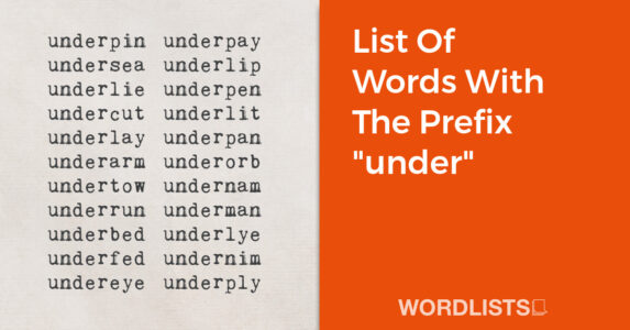 List Of Words With The Prefix "under" thumbnail