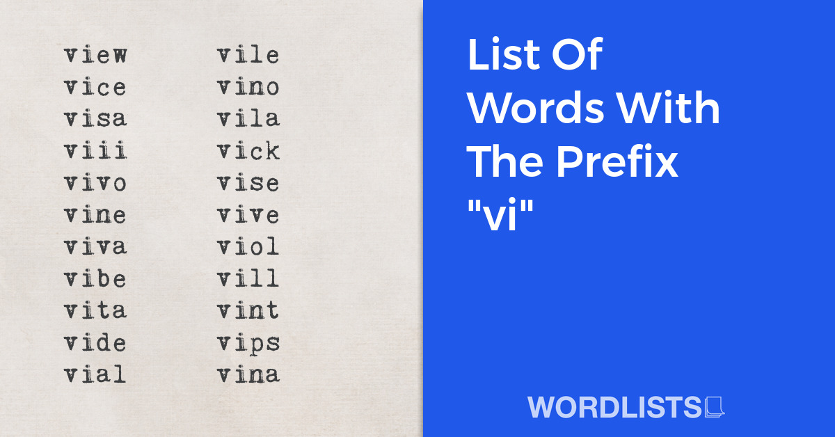 List Of Words With The Prefix "vi" thumbnail