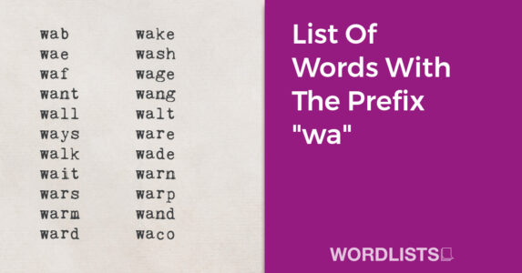 List Of Words With The Prefix "wa" thumbnail