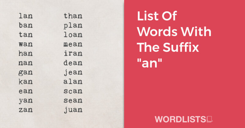 List Of Words Ending In 