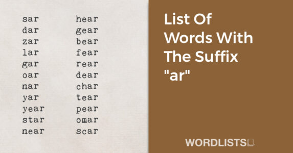 List Of Words With The Suffix "ar" thumbnail