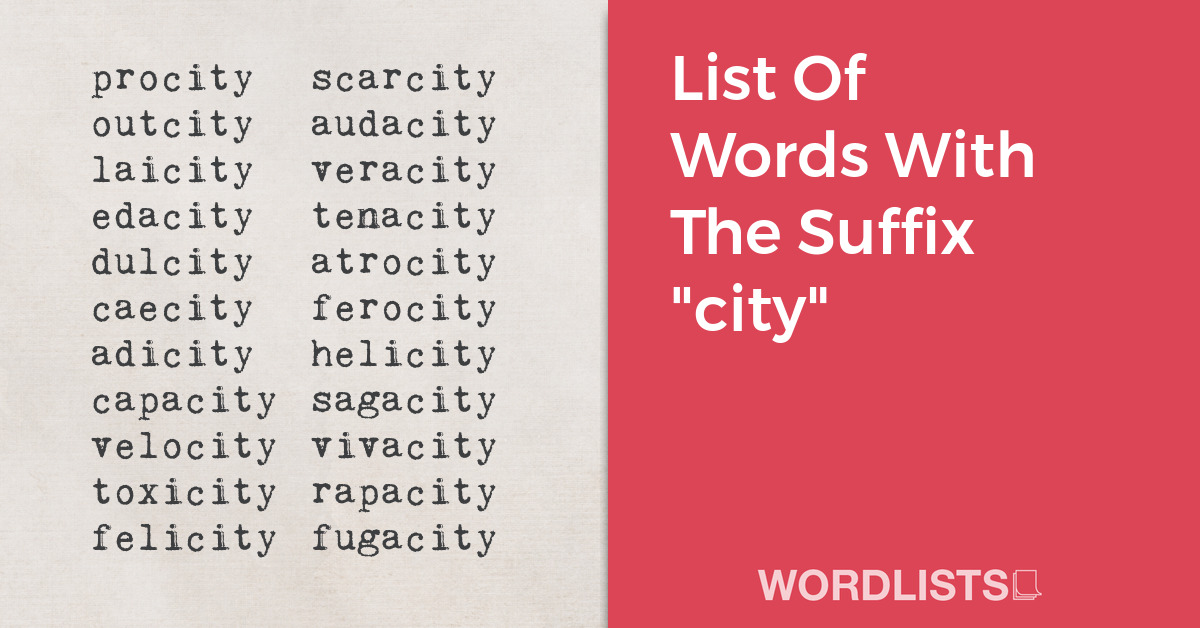 List Of Words With The Suffix "city" thumbnail
