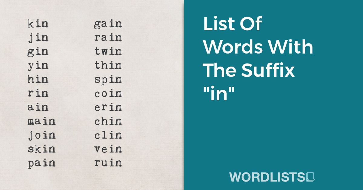 List Of Words With The Suffix "in" thumbnail