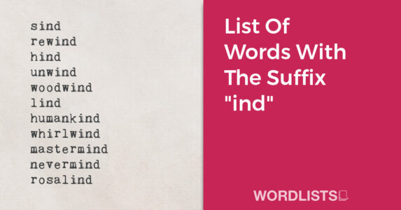 List Of Words With The Suffix "ind" thumbnail