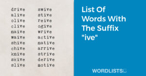 List Of Words With The Suffix 