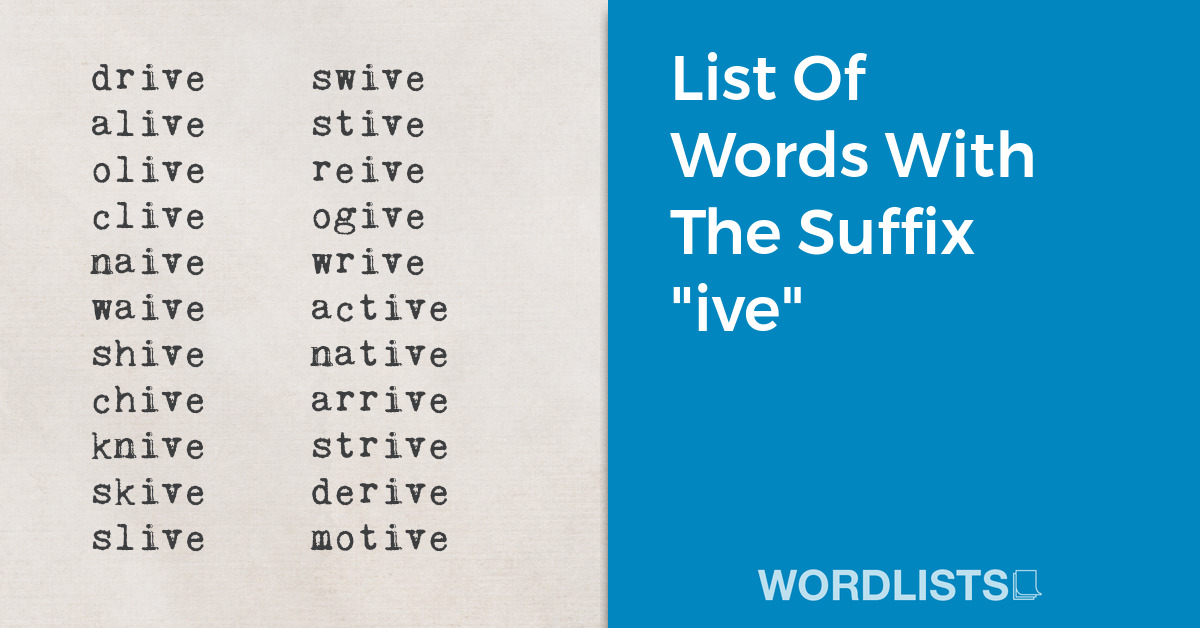 List Of Words With The Suffix "ive" thumbnail