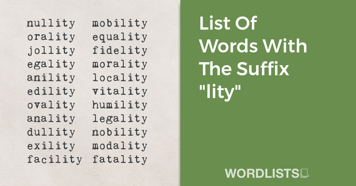 List Of Words With The Suffix 