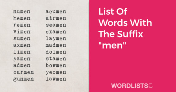 List Of Words With The Suffix "men" thumbnail