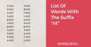 List Of Words With The Suffix 