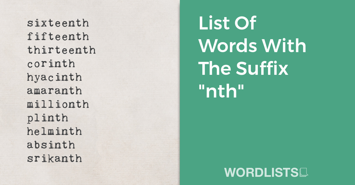 List Of Words With The Suffix "nth" thumbnail