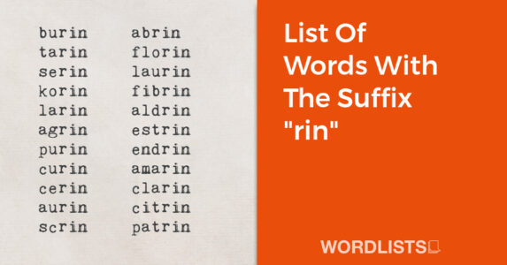 List Of Words With The Suffix "rin" thumbnail