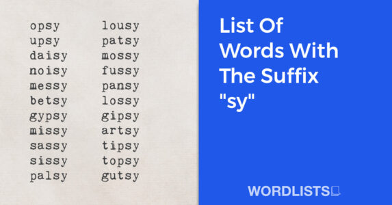 List Of Words With The Suffix "sy" thumbnail